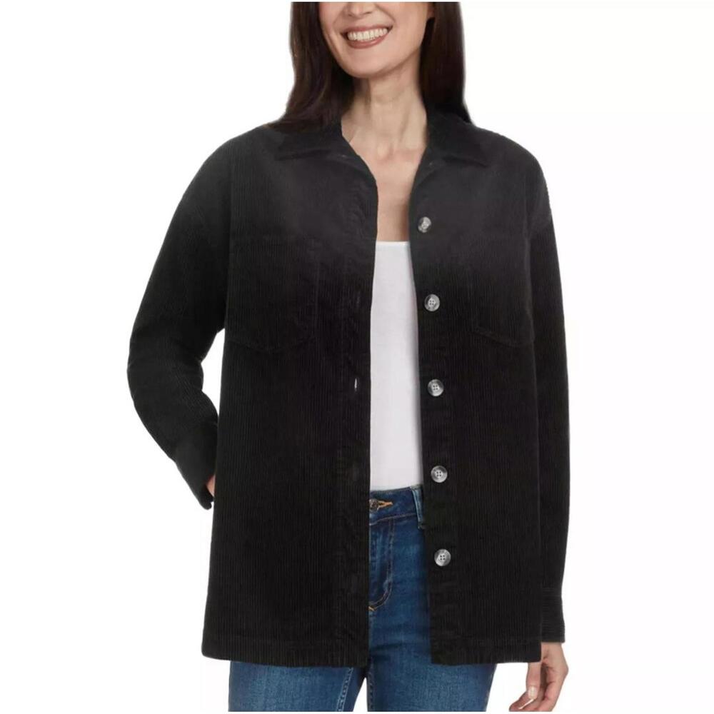 Matty M Women's Corduroy Shirt Jacket  size Large black #37